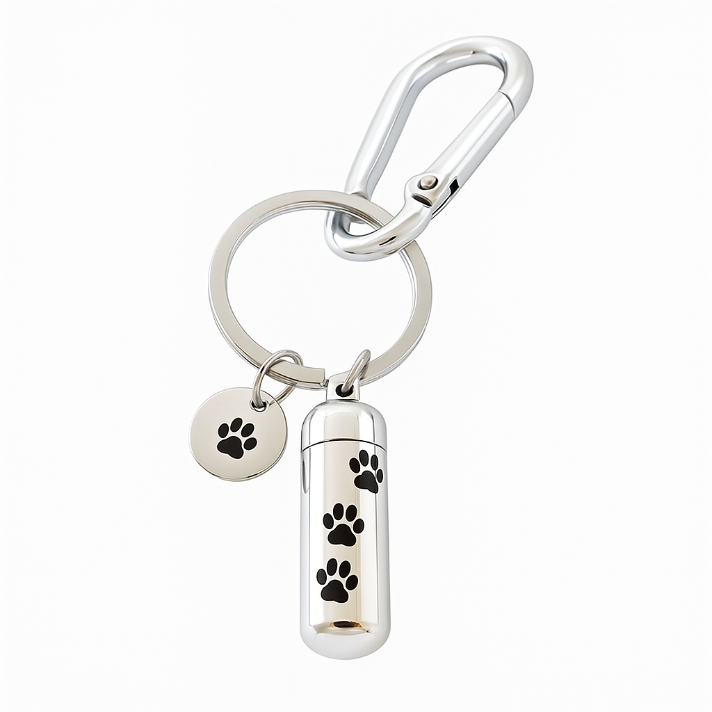Paw Print Memorial Mini-Urn "Ash" Keyring Keepsake