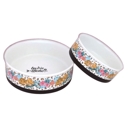 Indie Boho  Ceramic Dog Bowl