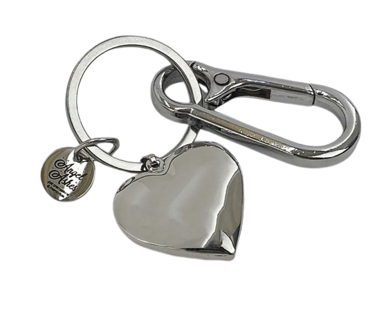 Engraved White Gold Plated Heart "Urn Ashes Locket" Stainless Steel Keyring