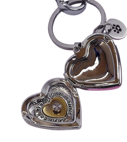 Engraved White Gold Plated Heart "Urn Ashes Locket" Stainless Steel Keyring