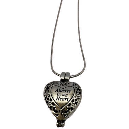 Filigree Heart Designed (Always In My Heart) Urn Pendant or Keyring