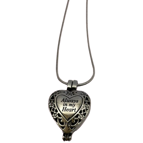 Filigree Heart Designed (Always In My Heart) Urn Pendant or Keyring