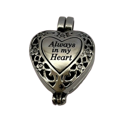 Filigree Heart Designed (Always In My Heart) Urn Pendant or Keyring